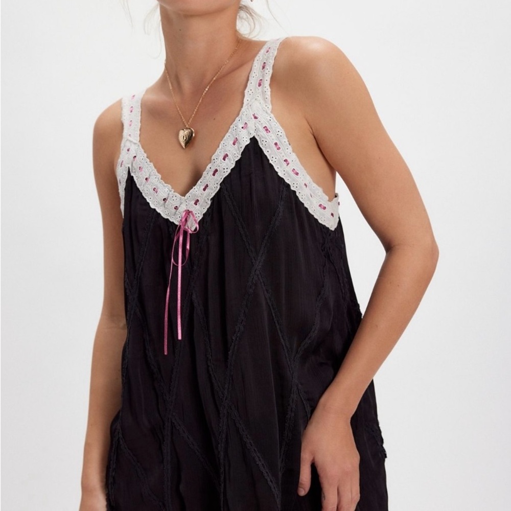 NWT Free People Locked in Love Tunic in Black Combo Size: Large